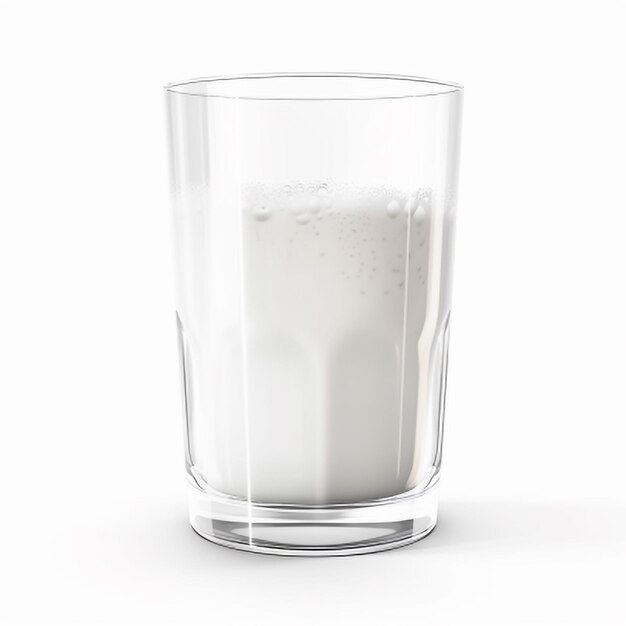 Vaso de leche aislado sobre fondo blanco.