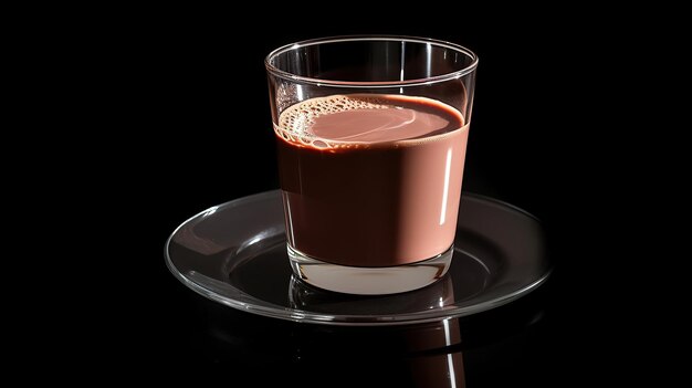 Vaso de leche con chocolate en la superficie oscura IA generativa