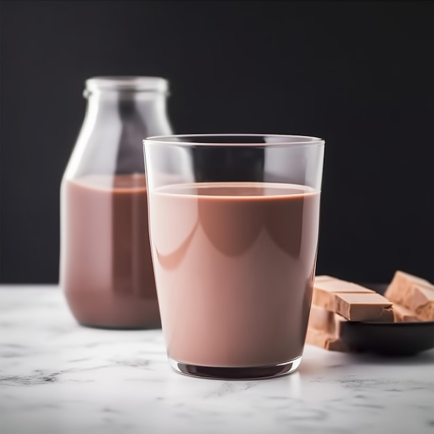 vaso de leche con chocolate