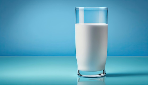 Vaso de leche con fondo azul Fabricado por AIInteligencia artificial
