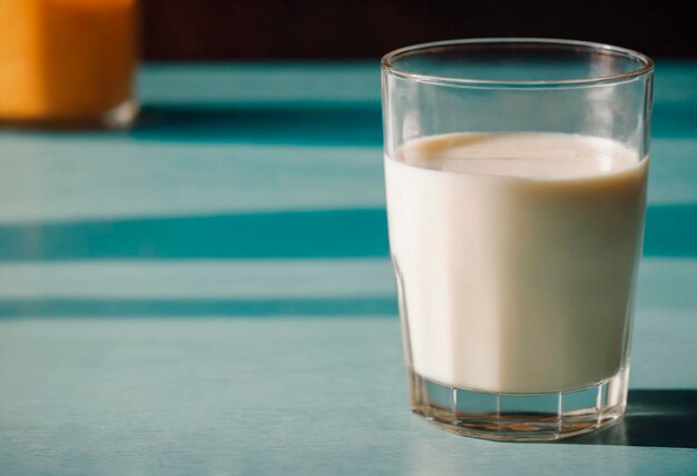 Un vaso de leche en la mesa