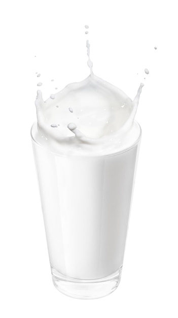 un vaso de leche con salpicaduras