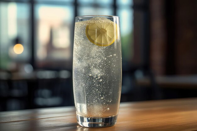 Vaso De Limonada Espumosa Infundida Con Nitrógeno Con Burbujas Efervescentes IA Generativa