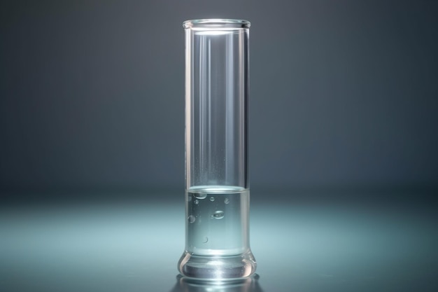 Un vaso con líquido y la mitad inferior tiene una pequeña cantidad de líquido.