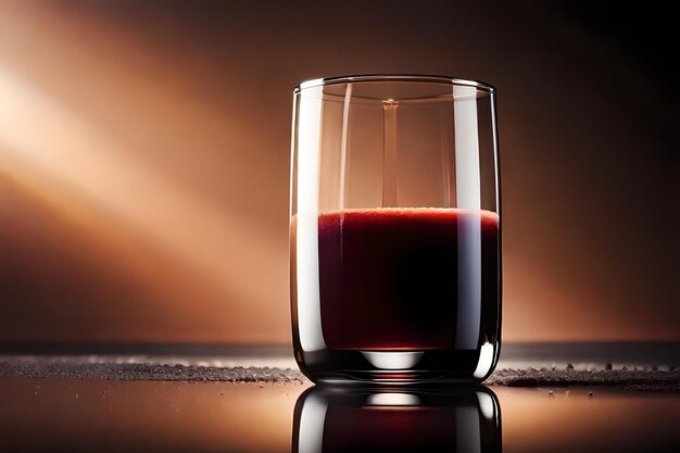 un vaso de líquido rojo está lleno hasta la mitad de líquido rojo.