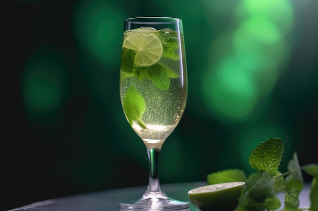 Foto un vaso de mojito con limas y limas sobre una mesa