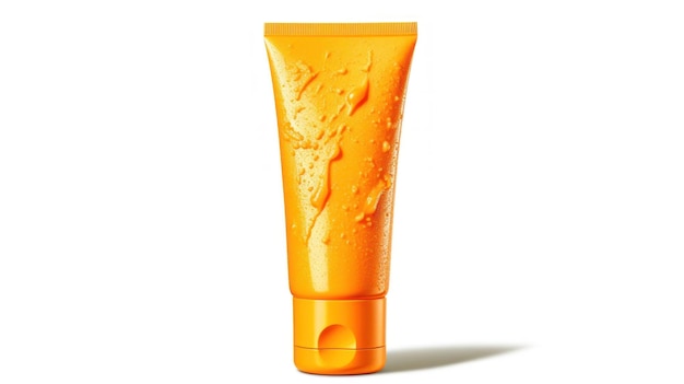 un vaso naranja con gotas de agua