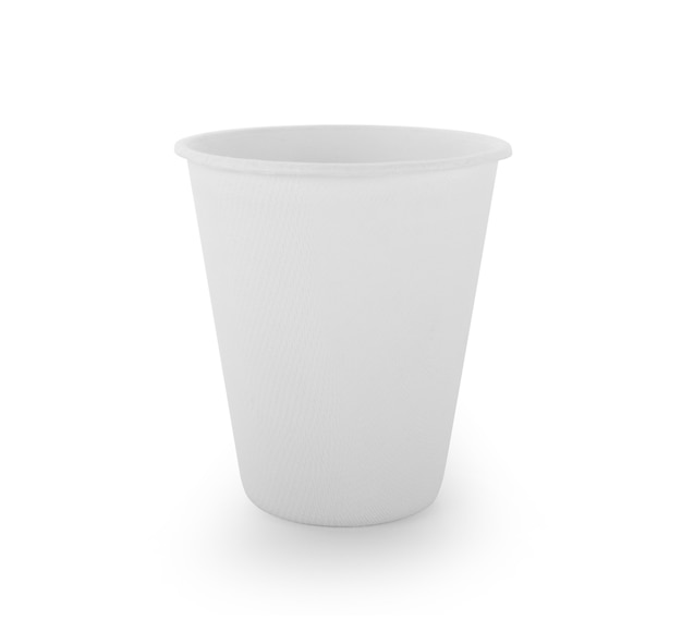 Foto vaso de papel aislado en blanco