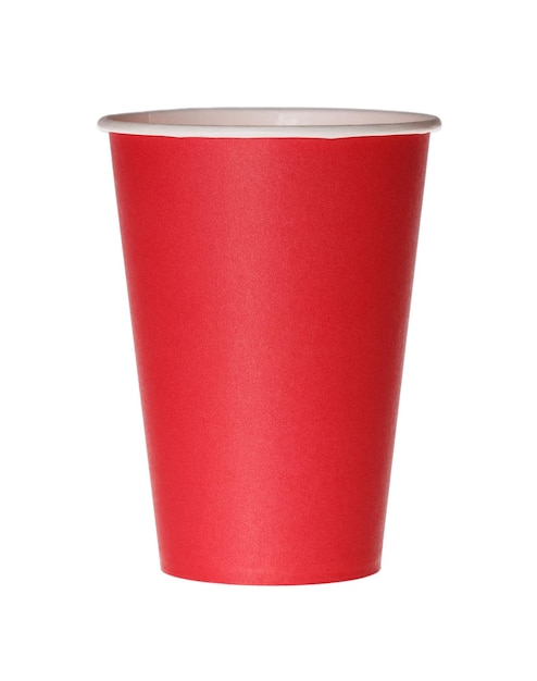 vaso de papel rojo aislado en blanco