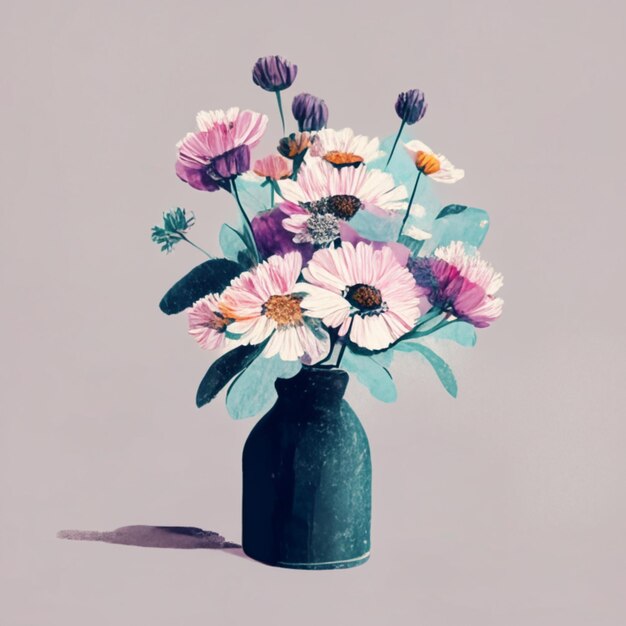 vaso pastel e flores