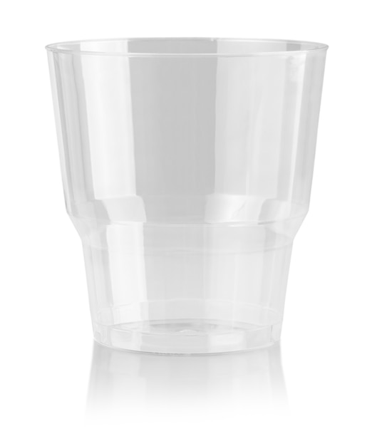 Foto vaso de plástico vaso desechable aislado en blanco