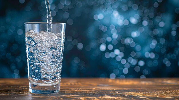 Un vaso prístino lleno de agua clara que promete refresco e hidratación