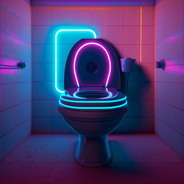 Vaso sanitário com iluminação neon no estilo cyberpunk