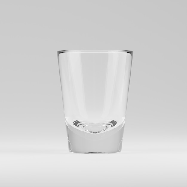 Vaso de tiradores renderizado 3D transparente vacío para beber tragos de alcohol en el bar