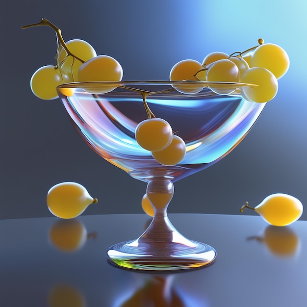 Un vaso con uvas amarillas