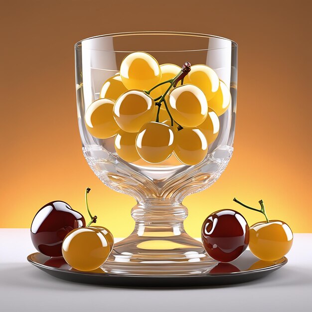 Un vaso con uvas amarillas