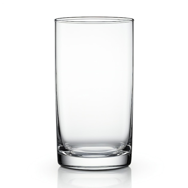 Vaso vacío aislado sobre fondo blanco.