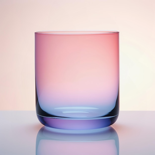 Un vaso vacío Diseño degradado de colores brillantes Fotografía de producto IA generativa