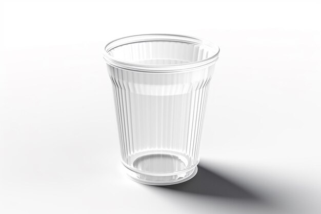 Un vaso vacío transparente con la palabra "en él".