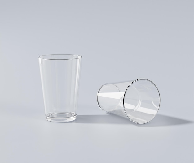 Vaso de vidrio vacío, botella transparente, render 3d, render 3d