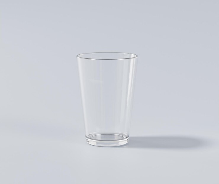 Vaso de vidrio vacío, botella transparente, render 3d, render 3d