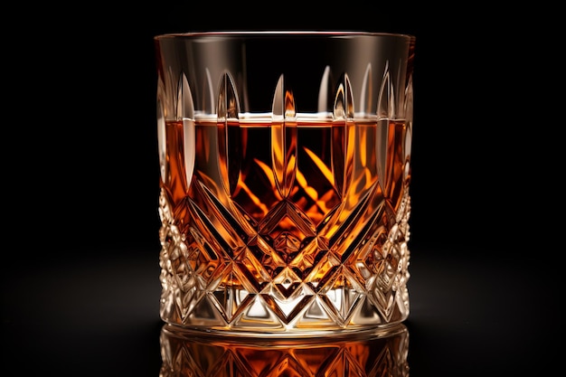 Foto vaso de whisky elegante y sofisticado sobre fondo negro perfecto para la colocación creativa de texto