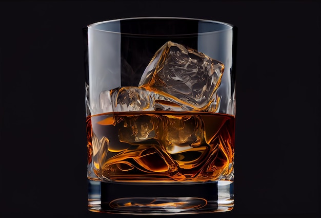 Un vaso de whisky y hielo IA generativa