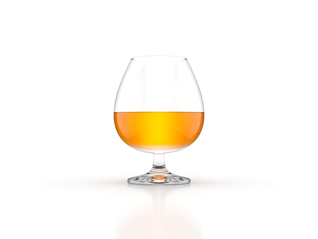 Vaso de whisky scotch bourbon creativo aislado sobre fondo blanco.