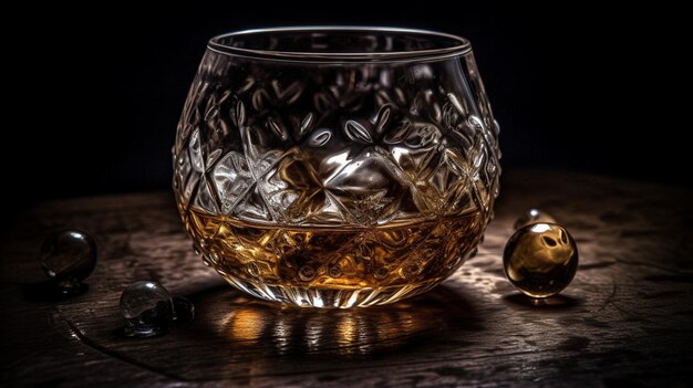 Un vaso de whisky y un vaso de whisky sobre una mesa