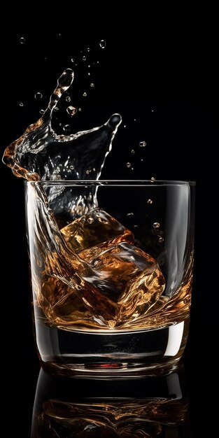 Un vaso de whisky se vierte en un vaso.