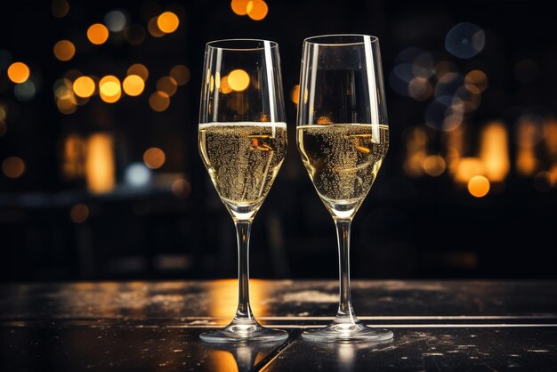 Foto vasos de champán en una mesa