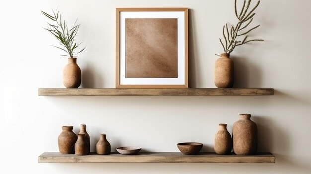 Vasos de cerâmica terráqueos e decoração de casa minimalista de arte