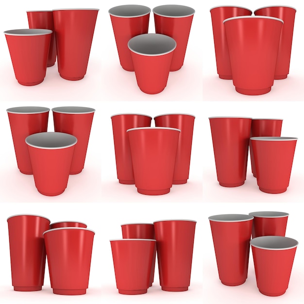 Vasos desechables para bebidas Taza de papel rojo