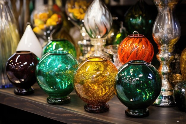 Foto vasos e ornamentos de vidro soprados à mão
