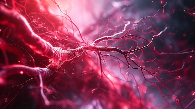 Los vasos sanguíneos las conexiones neuronales el movimiento de la sangre dentro del cuerpo humano los focos de inflamación