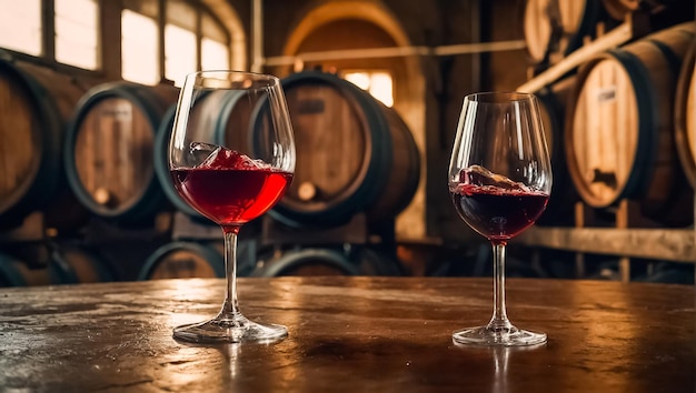 Foto vasos de vino en una vieja cervecería