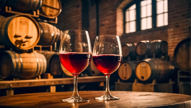 vasos de vino en una vieja cervecería