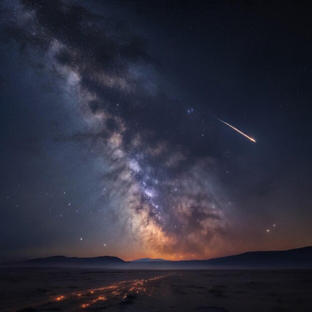 Foto una vasta extensión de cielo nocturno en llamas con innumerables estrellas la vía láctea se extiende a través del horizonte