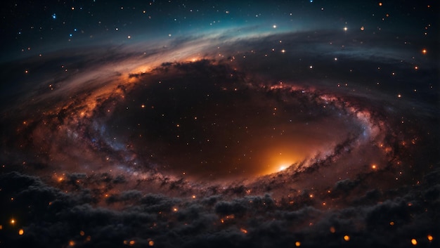 Una vasta extensión de estrellas y gas un agujero negro en el corazón de un universo misterioso