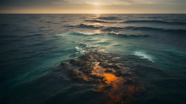 vastas aguas oceánicas por la tarde o por la mañana