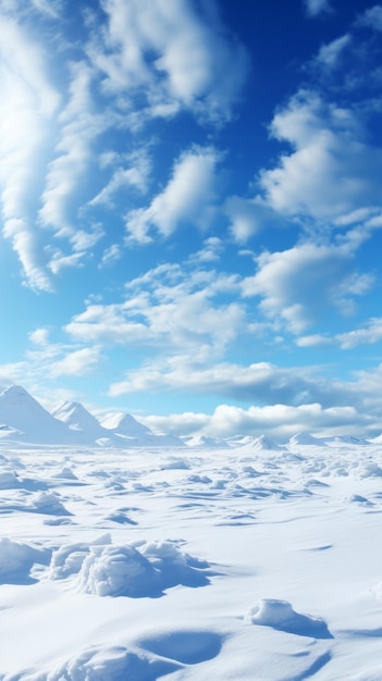 Un vasto campo de nieve bajo un cielo azul