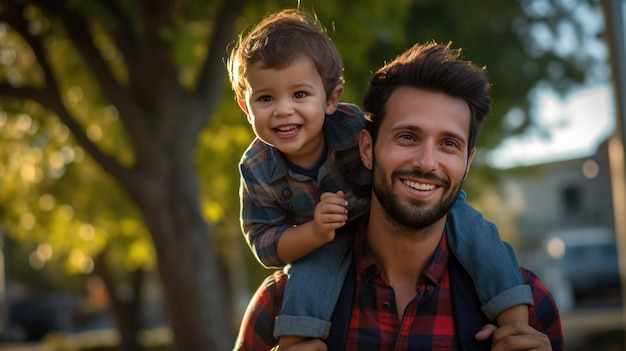 Vater gibt Sohn Mitfahrgelegenheit im Park