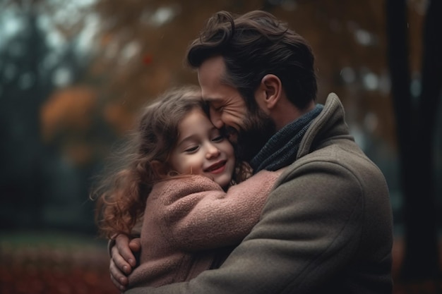 Vater umarmt seine Tochter am Vatertag, erstellt mit generativer KI