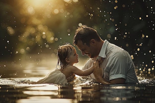 Vater und Baby fotografieren besondere Momente und echte Emotionen, die zwischen ihnen geteilt werden