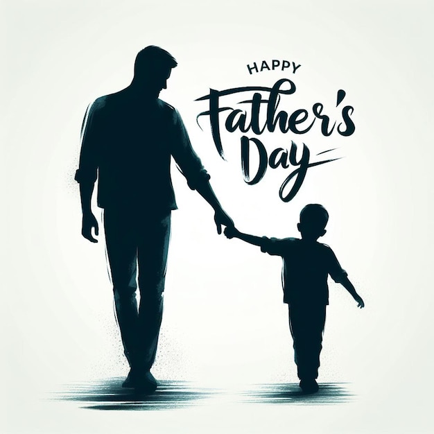 Vater und Sohn gehen Hand in Hand und feiern den Happy Fathers Day