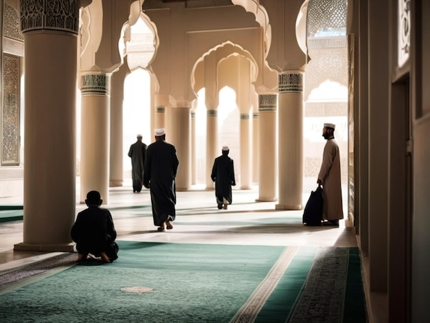 Vater und Sohn gehen in die Moschee