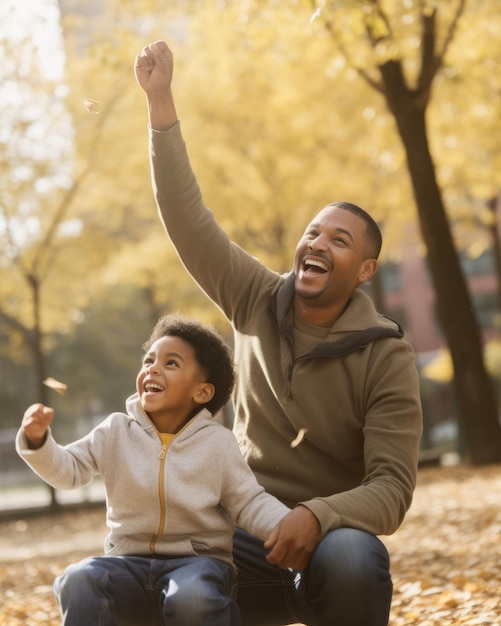 Vater und Sohn haben eine gute Zeit, Nahaufnahme