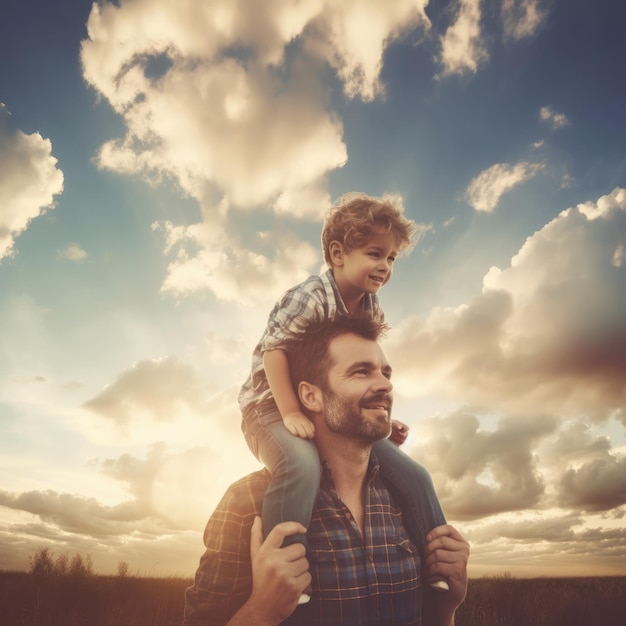 Vater und Sohn haben eine gute Zeit, Nahaufnahme