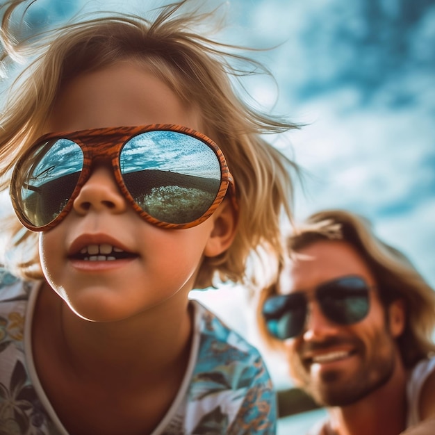 Foto vater und sohn mit sonnenbrille