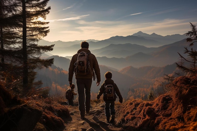 Vater und Sohn wandern